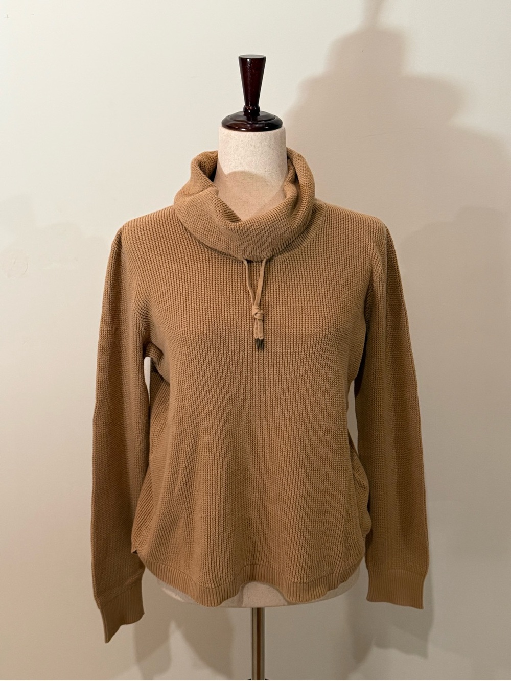 LAUREN RALPH LAUREN Funnel Neck Waffle Knit Cotton Pullover Sweater
